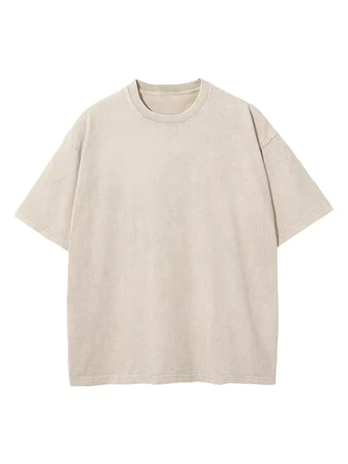 Summer Men's Washed T-Shirts 230G Heavy Cotton Vintage Faded Color