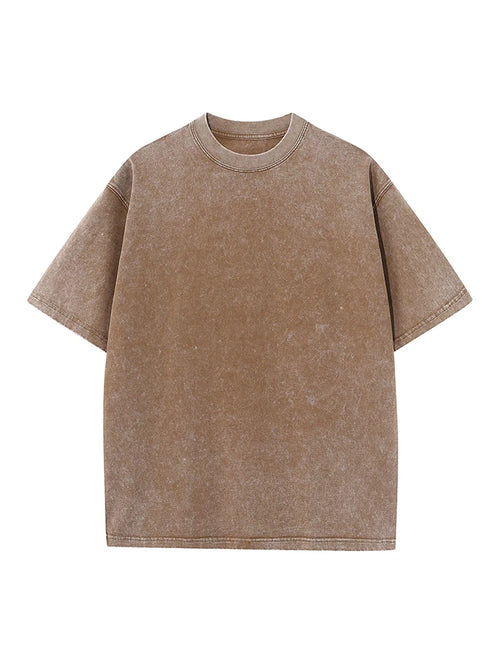 Summer Men's Washed T-Shirts 230G Heavy Cotton Vintage Faded Color