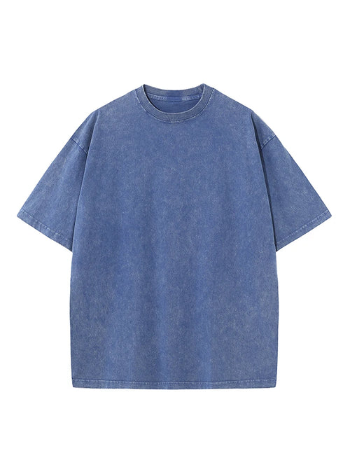 Summer Men's Washed T-Shirts 230G Heavy Cotton Vintage Faded Color