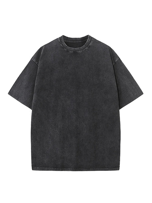 Summer Men's Washed T-Shirts 230G Heavy Cotton Vintage Faded Color