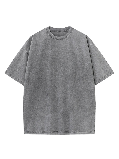 Summer Men's Washed T-Shirts 230G Heavy Cotton Vintage Faded Color