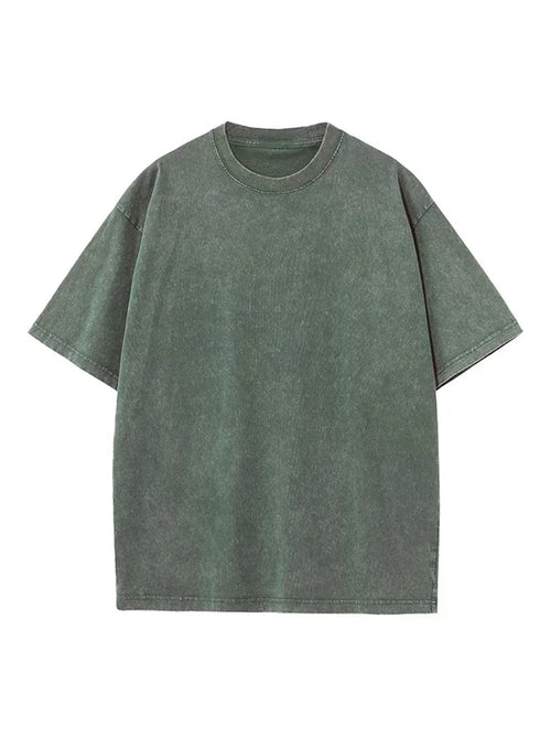 Summer Men's Washed T-Shirts 230G Heavy Cotton Vintage Faded Color